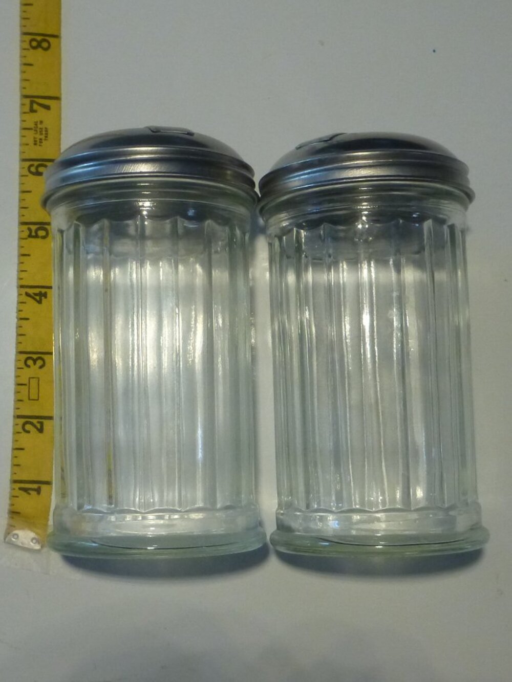 Vintage Mid-Century GEMCO USA Ribbed Glass Diner Sugar Shakers Pourers Set of 2